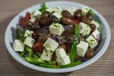 Greek salad
(tomatoes, cucumbers, fresh peppers, red onion, 
cheese, olives) 450 gr.